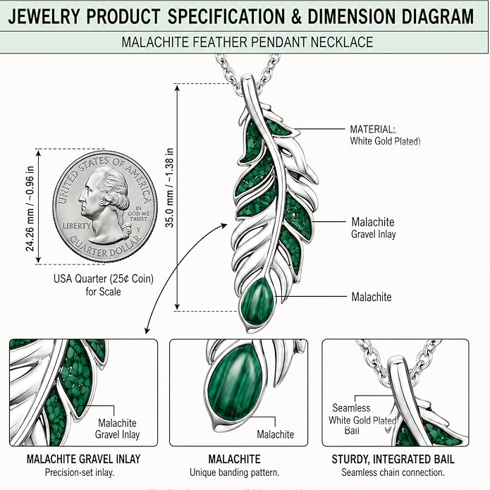 Feather Necklace White Gold Boho Jewelry Nature Inspired Statement Birthstone Pendant Gifts for Women