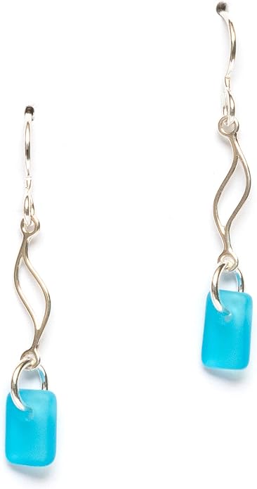 Journey Sea Glass Earrings - Sterling Drop Beach Earrings for Women by EcoSeaCo, using sustainable, recycled and repurposed material. Handmade Jewelry in the USA