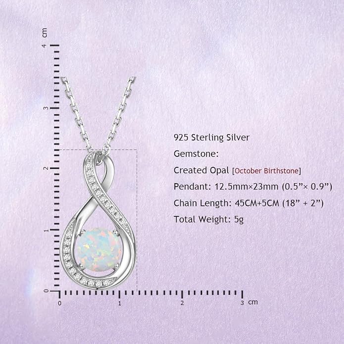 925 Sterling Silver Birthstone Necklace for Women Infinity Necklaces Birthday Anniversary Fine Jewelry Gifts for Mother Women, Adjustable Chain