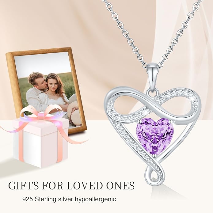925 Sterling Silver Infinity Necklace - Exquisite Silver Jewelry for Women, Love Heart Necklace for Birthday, Anniversary, Valentine’s Day - Ideal Gift for Girlfriend, Wife, Mom, or Her