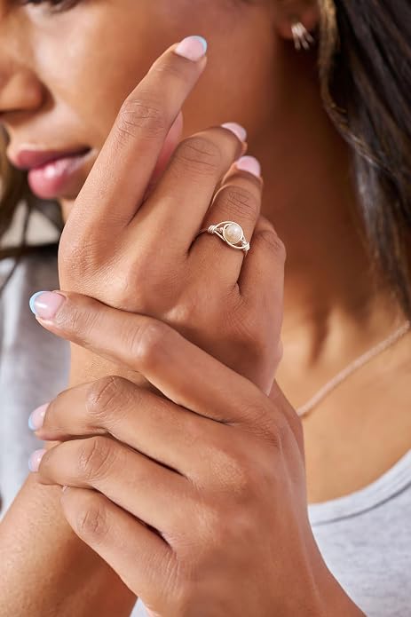 Handmade Gold Filled Wire Wrapped Ring with Fresh Water Pearl, Gold & Silver