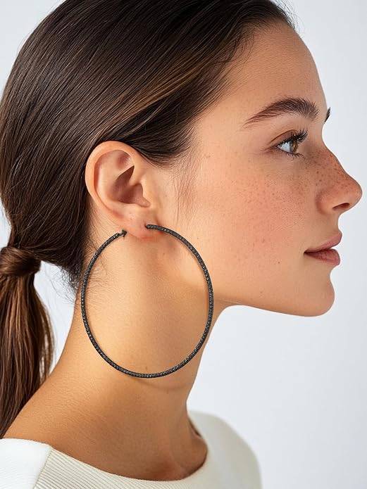 PROSTEEL 30/40/60/80/100mm Chunky Hoop Earrings For Women Gold Plated/Black Stainless Steel Hoops Earrings Statement Jewelry