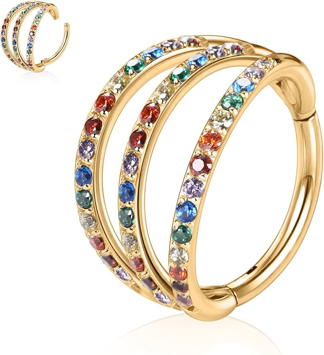316L Surgical Steel Septum Clicker Ring Nose Ring Hoop Sleeper Hoop Earring Helix Rook Conch Cartilage Daith Tragus Earrings Lobe Nose Piercing Jewelry for Women