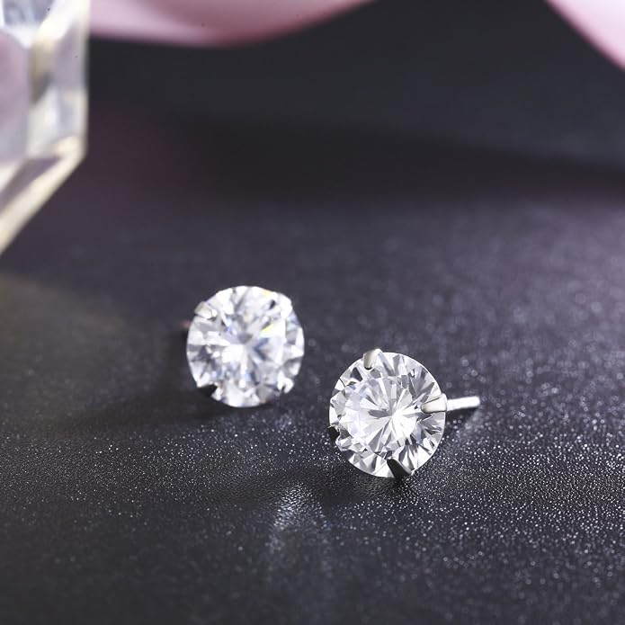 SBLING Platinum Plated Sterling Silver Stud Earrings Made with Austrian Crystals