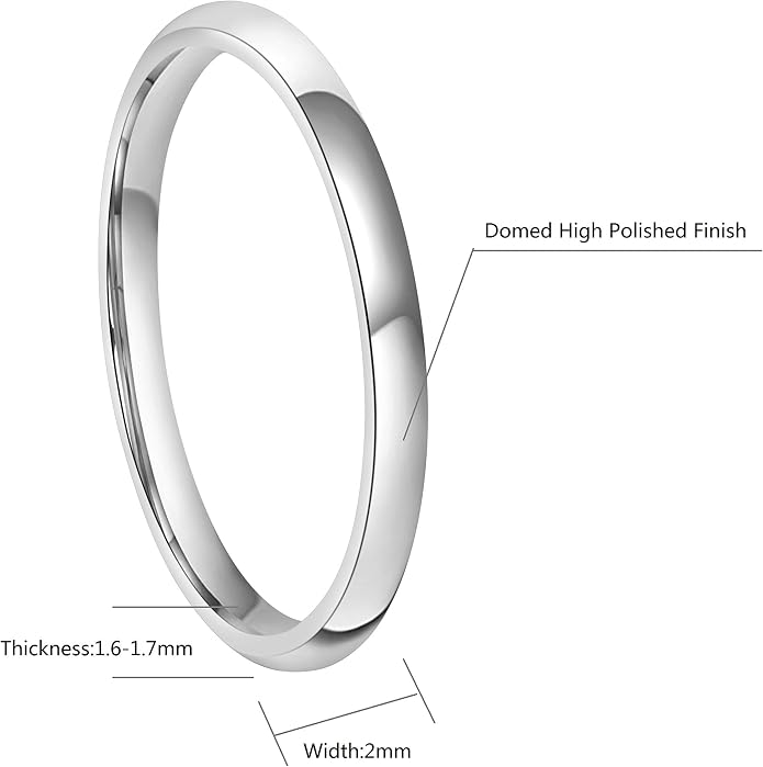 CROWNAL 2mm 4mm 6mm 8mm 10mm Tungsten Wedding Band Ring Men Women Plain Dome Polished Size Comfort Fit Size 3 To 17