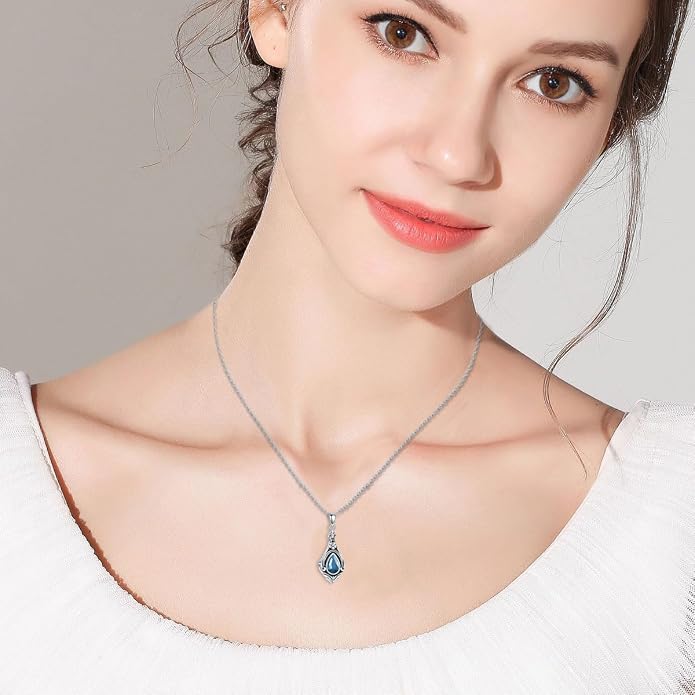 Seiyang Urn Necklace for Ashes 925 Sterling Silver with Birthstone Cremation Jewelry Keepsake Ashes Pendant Necklace Memorial Jewelry for Women Loved One