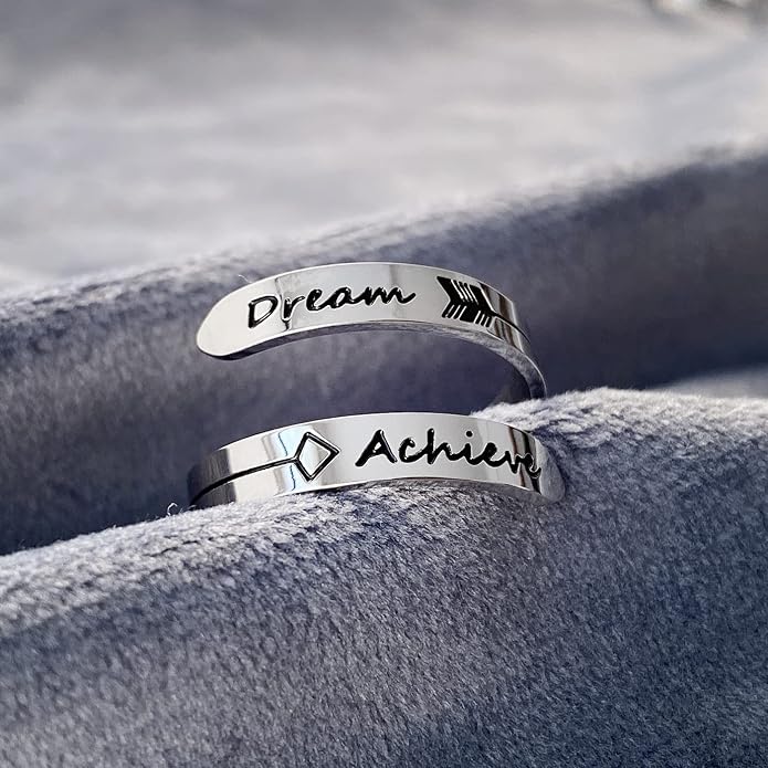 Vrycot Adjustable silvery Inspirational Stainless Steel Adjustable Bands Cool Stacking Opening Gift for Women Statement
