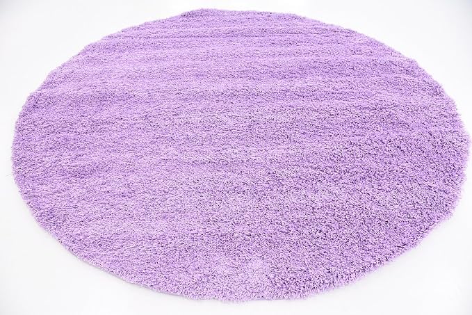 Unique Loom Solid Shag Collection Area Rug (8' Round, Lilac)
