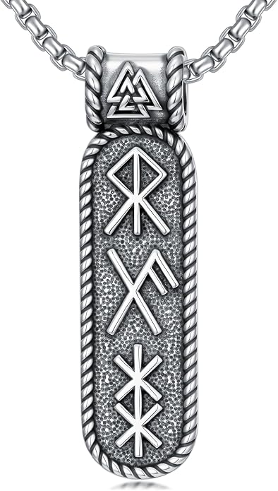 Viking Necklace for Men 925 Sterling Silver Norse Viking Pendant Norse Jewelry for Dad Husband, w/Stainless Steel Chain 22"+2"