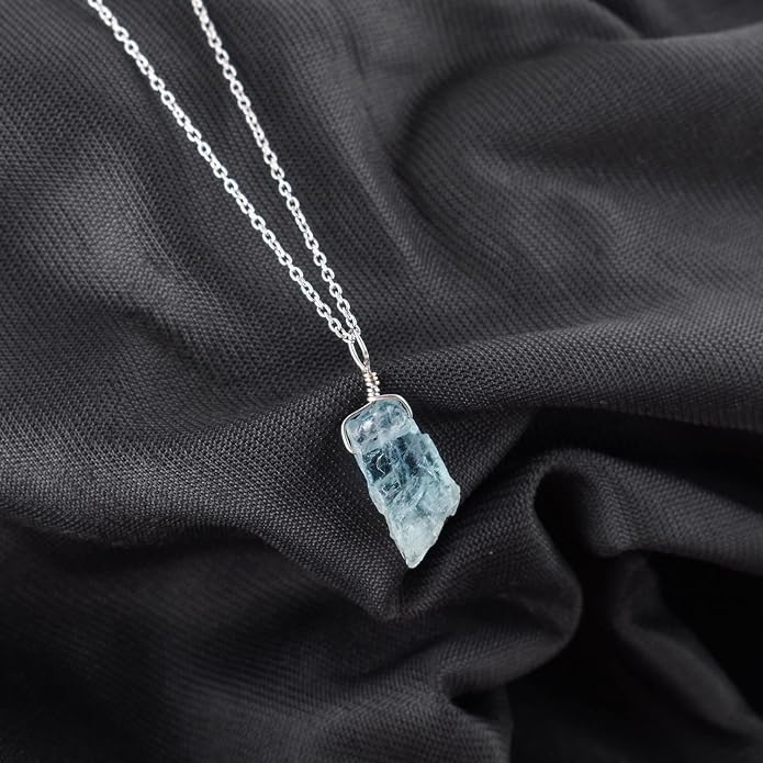 Raw Multi Gemstone Pendant Necklace for Women, Healing Crystal Chakra Stone Birthstone, 925 Sterling Silver Birthday Christmas Gifts for Her