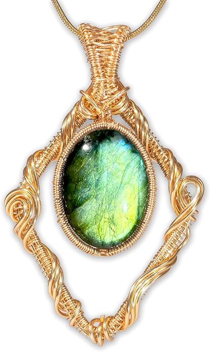 Natural Faceted Labradorite Pendant Necklace – Unique Stone of Magic & Transformation, Iridescent Flash Gemstone Jewelry, Handmade Healing Crystal Gift for Women, Birthday, Anniversary, Spiritual Awakening & Intuition