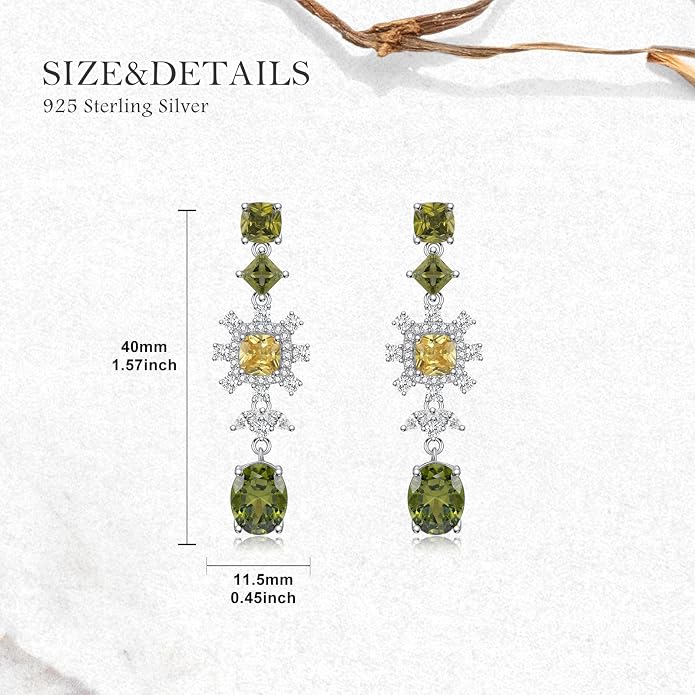 925 Sterling Silver Colorful Chandelier Teardrop Dangle Earrings Statement Flower Stud Earrings for Women Party Prom