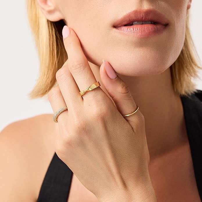 Ana Luisa Gold Rings for Women - 14K Gold Plated Rings for Women Non Tarnish - Trendy Stacking Ring for Daily Wear - Twisted, Heart, Eternity Ring Styles - Hypoallergenic & Water-Resistant Jewelry