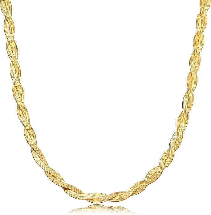 CHESKY 14K Gold/Silver Plated Snake Chain Necklace Herringbone Necklace Gold Choker Necklaces for Women Gifts Jewelry 1.5/3/5MM(W) 14"/16"(L) Mothers Day Gifts for Mom