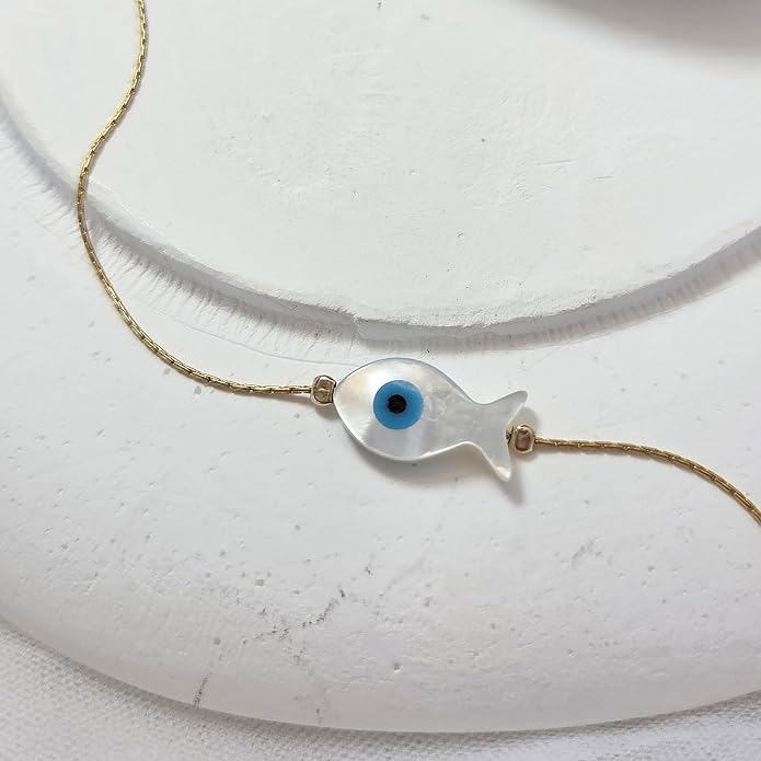 Minimalist Evil Eye Charm Bracelet – Handmade Delicate Good Luck Jewelry for Women – Adjustable 6.5” + 1” Extender