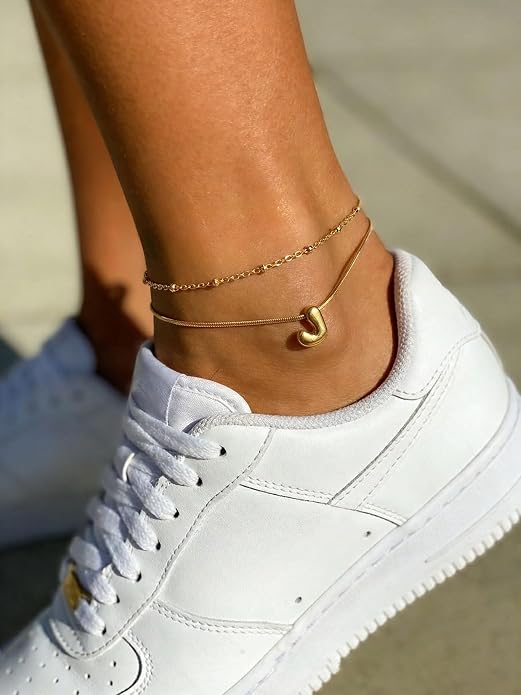 ChainsProMax Initial Ankle Bracelets for Women, Waterproof Anklets Bracelet Adjustable Summer Beach Women Foot Jewelry, Stainless Steel/Gold Plated-Send Gift Box/Letter A-Z