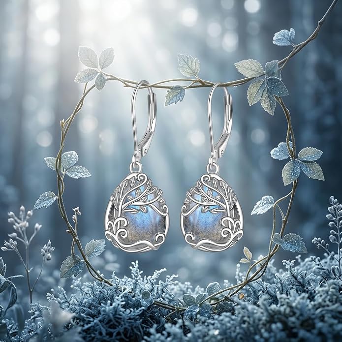 Teardrop Tree of Life/Filigree Earrings for Women Dangle Leverback Earrings Jewelry Gift Anniversary For Her