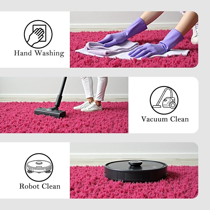 Rugs for Bedroom 4x6, Alfombras para Salas Shag Plush Soft Area Rug, Shaggy Carpets for Livingroom,Home Decor Aesthetic(Hot Pink, 4 x 6)