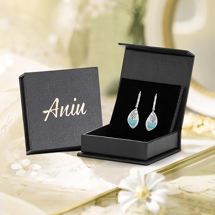 Aniu Tree of Life Earrings for Women Turquoise Malachite Teardrop Dangle Earrings for Women Sterling Silver Anniversary Birthday Drop Dangle Earrings Jewelry Gifts