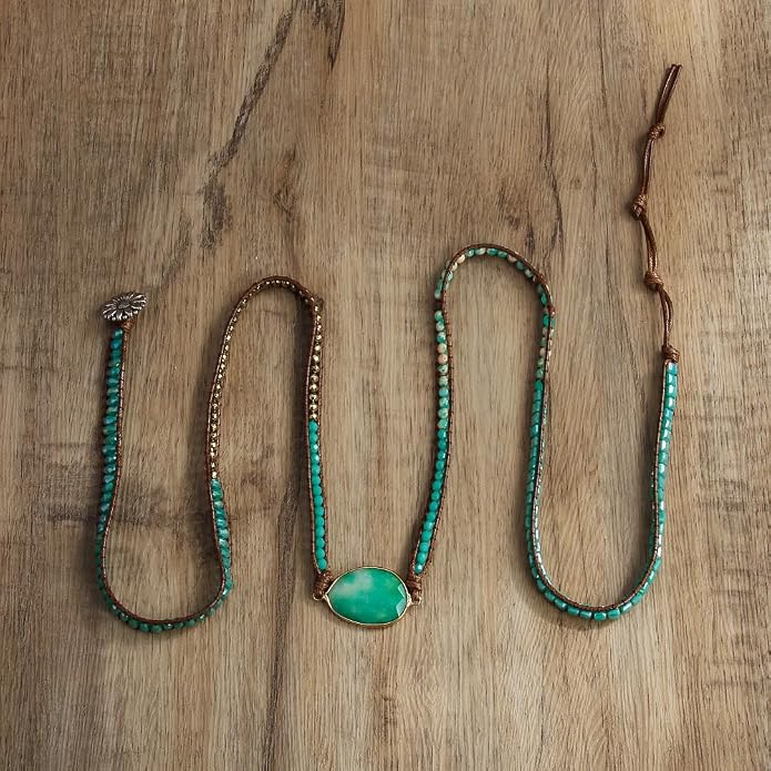 Women Wrap Bracelets Boho Natural Stone Jasper Turquoises Strand Bracelet Jewelry Collection