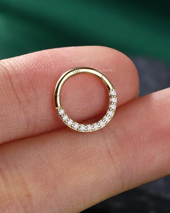 COCHARM 14K Solid Gold 18g/16g Nose Rings 16G Septum Rings Yellow Gold Tragus Helix Cartilage Conch Earring Hoops 18 Gauge Piercing Hoop