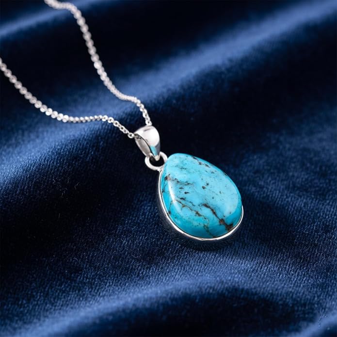 Natural Gemstone Pendant Necklace for Women Handmade Birthstone Healing Crystal Jewelry Chain 20" Stone Birthday Christmas Wedding Gifts for Her