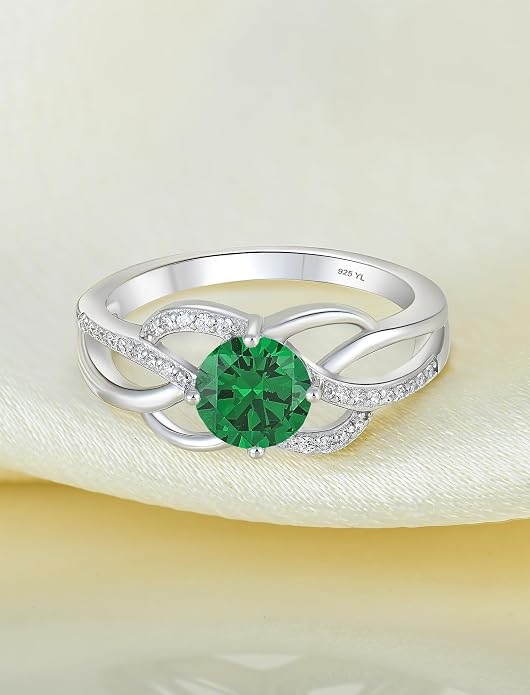 YL Celtic Knot Rings 925 Sterling Silver Twisted Ring Cubic Zirconia Infinity Statement Jewelry for Women
