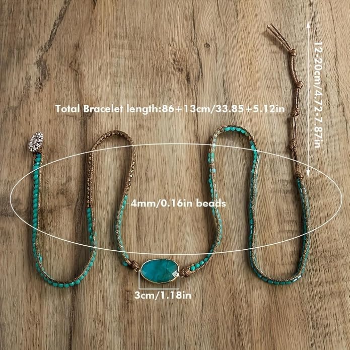 Women Wrap Bracelet Boho Natural Jasper Crystal Stone Beads Strand Bracelets