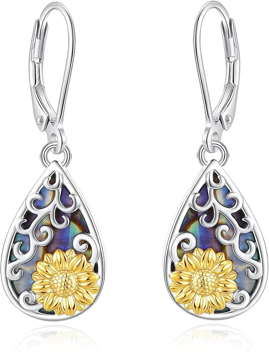Vito 925 Sterling Silver Teardrop Earrings for Women, Moonstone Turquoise Drop Dangle Earrings Cat Snake Turtle Tree of Life Leverback Earrings Boho Jewelry Gift for Mom Wife