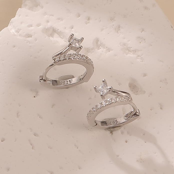 925 Sterling Silver Dainty Cute Hoop Earrings for Women Trendy 14k Gold Plated Small Huggie Cartilage CZ Earring to Daughter Mom Hypoallergenic Cubic Zirconia Earring Birthday Mothers Day Jewelry Gift