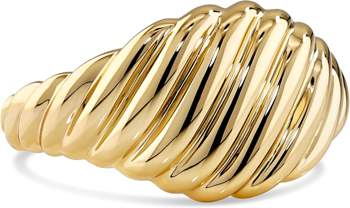DEVATA Gold or Rhodium Plated Sterling Silver 925 – Eternity, Band Ring for Women – Heart, Knot, Clover, Infinity, Mariner, Cable, Curb, Cuban, Figaro, Daisy, Rope, Ribbed, Dome