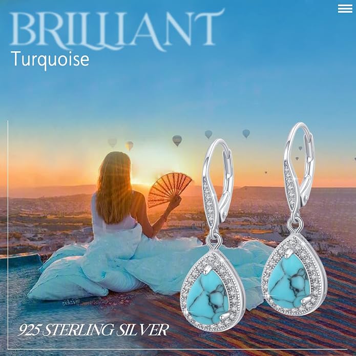 Trendy Dangle Earrings for Women Teen Girls Sterling Silver 12 Birthstone Earrings Minimalist Hypoallergenic Earrings for Sensitive Ears Jewelry Gifts