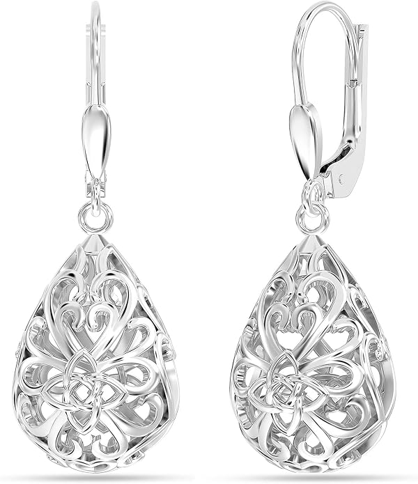 LeCalla Women's Drop & Dangle Earrings | 925 Sterling Silver Leverback Earrings | Lightweight Teardrop Lever Back Drop Dangle Earring for Women