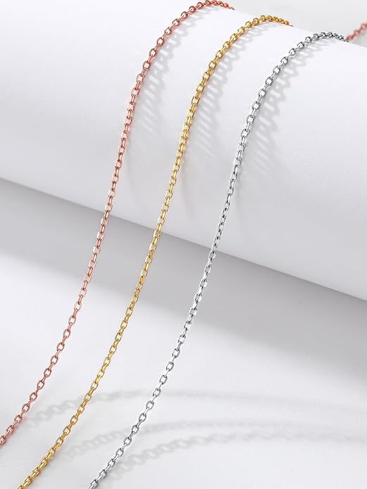 SILVERCUTE 925 Sterling Silver Necklace for Women,1mm/1.3mm/1.5mm/1.6mm Thin Silver Cable Chain/Box Chain/Rope Chain Necklace with Extension Chain,18/20/22/24/26/28/30 Inch