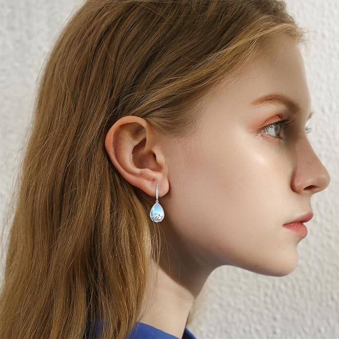 VONALA Dangle Earrings 925 Sterling Silver Opal Larimar Lapis Sapphire Turquoise Moss Agate Crystal Dangling Earrings Jewelry Gift for Women