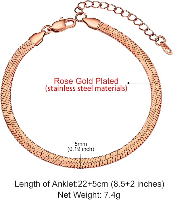 GoldChic Adjustbale Link Chain Anklet for Women Summer Jewelry, 316L Stainless Steel Figaro/Wheat/Twist Rope/Cuban Foot Bracelet-Waterproof, Resizable 9"-12" (Gift Box Included)