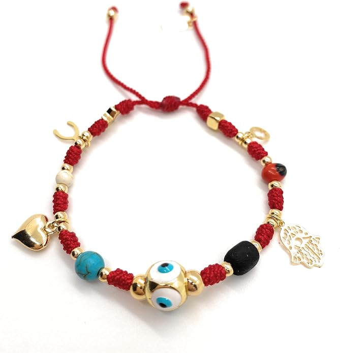 Full Protection Evil Eye Azabache And Good Luck Pendants Red String Bracelet for Women Hilo Rojo De Buena Suerte