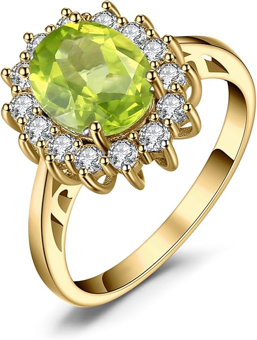 JewelryPalace Princess Diana Kate Middleton Class Gemstone Birthstone Sapphire Halo Engagement Rings for Women, Anniversary 14K White Yellow Rose Gold Plated 925 Sterling Silver Promise Rings for Her