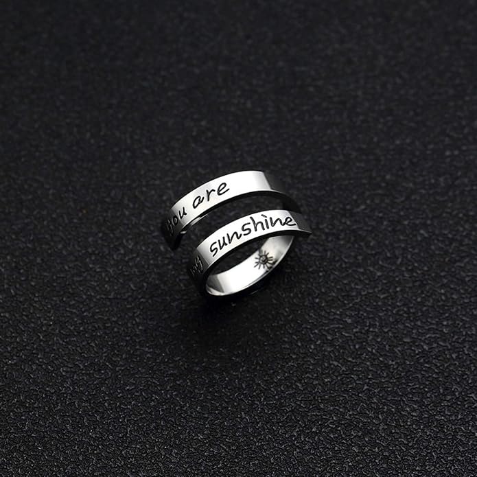 Inspirational Rings for Women Statement Stainless Steel Spiral Wrap Twist Ring Encouragement Personalized Jewelry Birthday Gifts