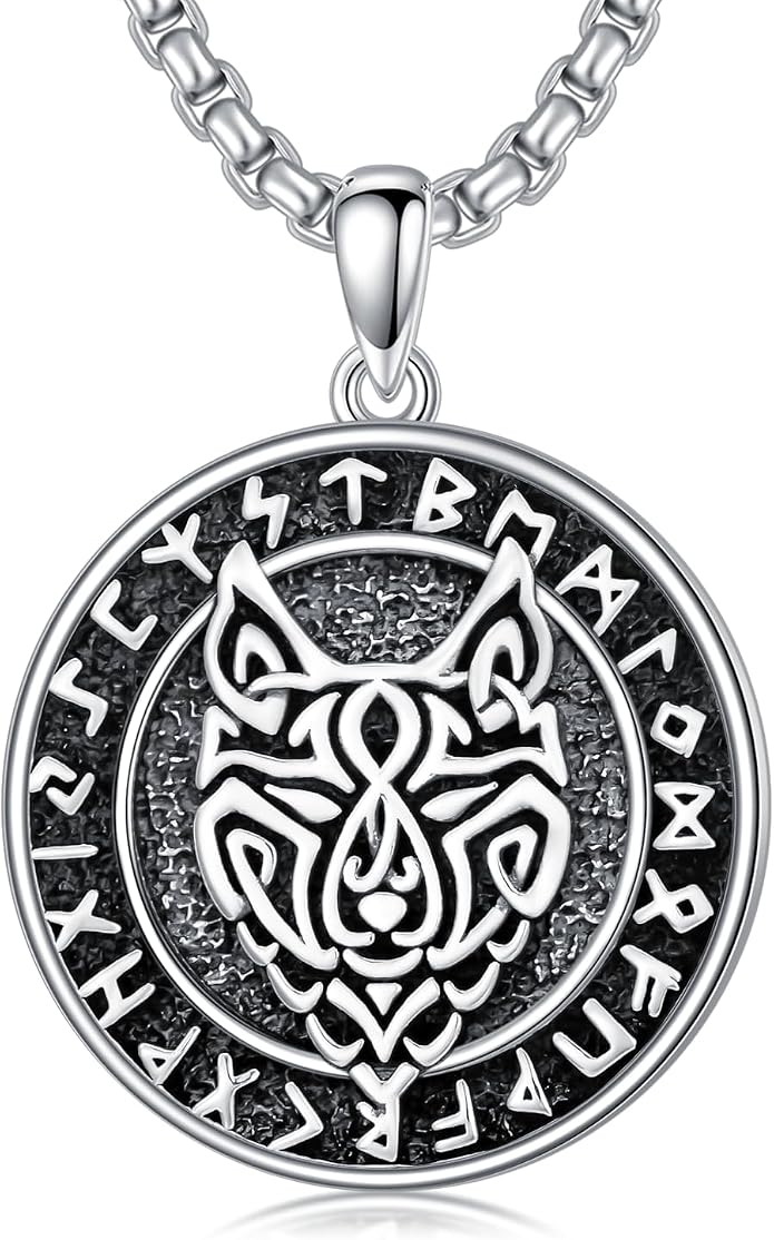 Viking Necklace for Men Women 925 Sterling Silver Norse Jewelry Fathers Mothers Day Anniversary Birthday Gifts for Mom Dad Husband Brother (with Gift Box)