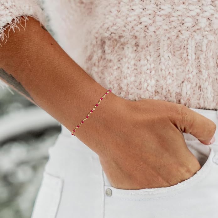Dremmy Studios Gold Bracelet for Women 18K Gold Plated Dainty Paperclip Cubic Zirconia Disc Coin Star Cable Satellite Bead Pearl Simple Boho Minimalist Stacking Layered Link Jewelry Gift