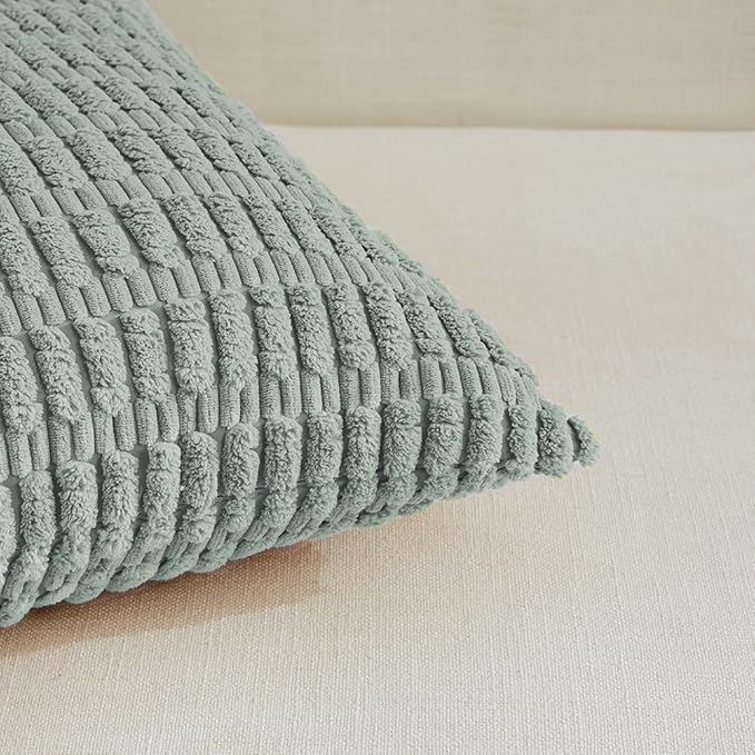 Fancy Homi 4 Packs Decorative Throw Pillow Covers for Living Room Couch Bed, Modern Farmhouse Boho Home Décor Accent Cushion Case, 24" x 24", Grey Blue