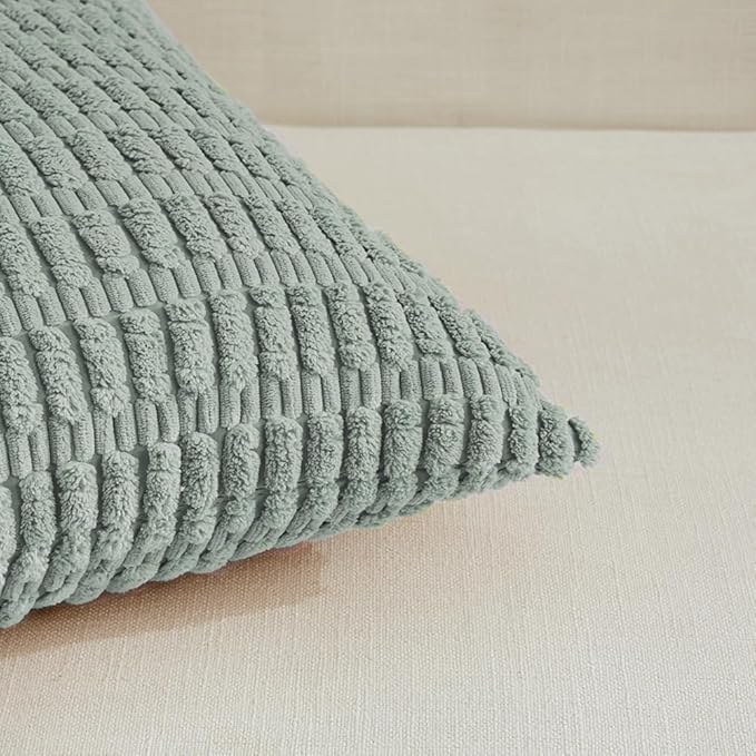 Fancy Homi 4 Packs Decorative Throw Pillow Covers for Living Room Couch Bed, Modern Farmhouse Boho Home Décor Accent Cushion Case, 16" x 16", Grey Blue