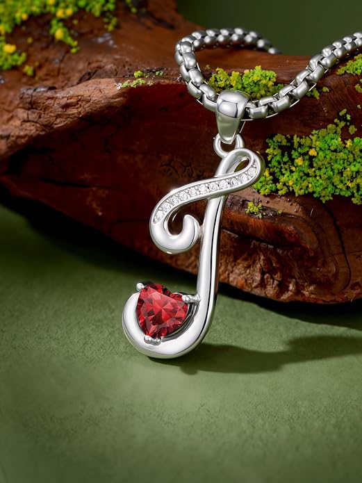 Birthday Gifts for Women Alphabet A to Z Initial Birthstone Pendant Necklaces for Women - 18k White Gold Plated Personalized Name Jewelry Anniversary Graduation Gifts for Wife Her Daughter Girlfriend(with Gift Box)