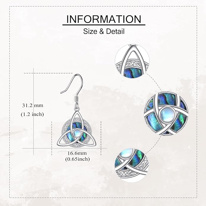 Celtic Knot Earrings Streling Silver Abalone Shell/Irish Crawler Earrings Celtic Jewelry For Women