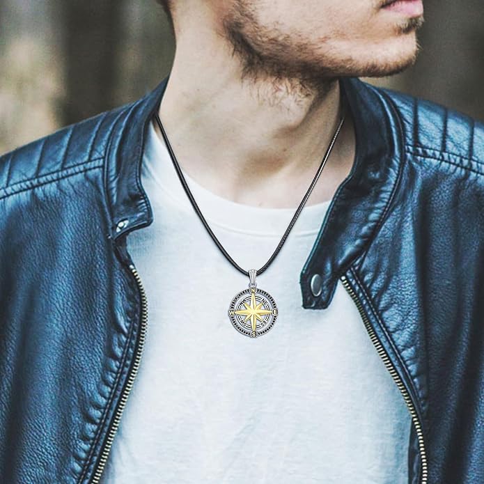 INFUSEU Mythology Pendant Necklaces for Men, Viking Norse Mjolnir Egyptian Anubis Ankh, 22-24 Inch Chain