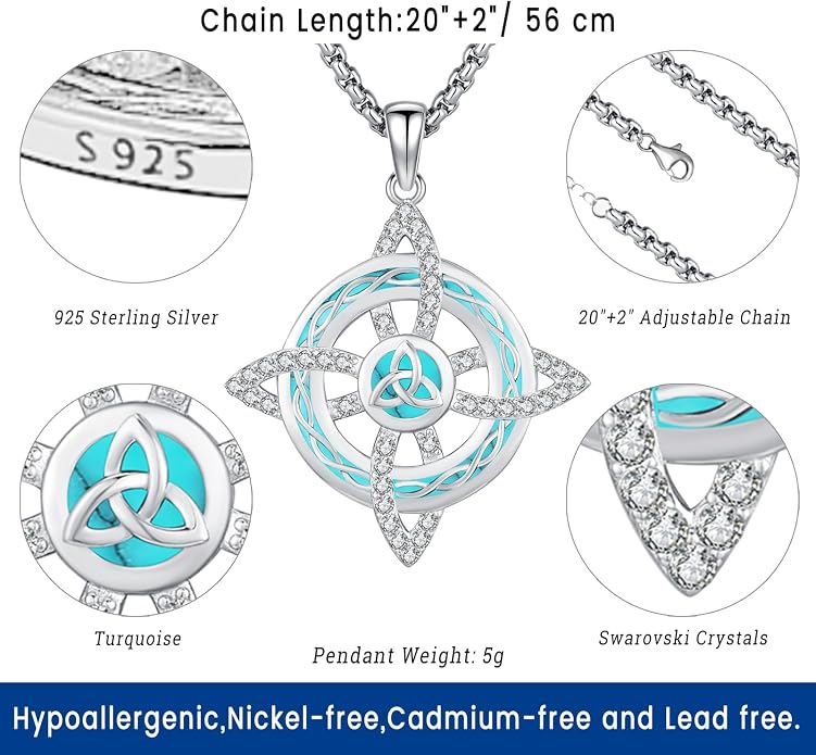 Witchy Jewelry for Women Men Nudo De Bruja Plata 925 Original Witches Knot Necklace Tetragrammaton Hecate Necklace Lilith Necklace Pentagram Necklace Cat Necklace Triple Moon Goddess Pendant Necklace