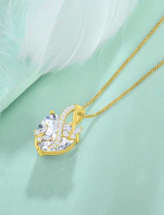 Butterfly Necklaces for Women Sterling Silver Infinity Heart Pendant Birthstone Jewelry Gift with 14k Yellow Gold/Rose Gold Plated