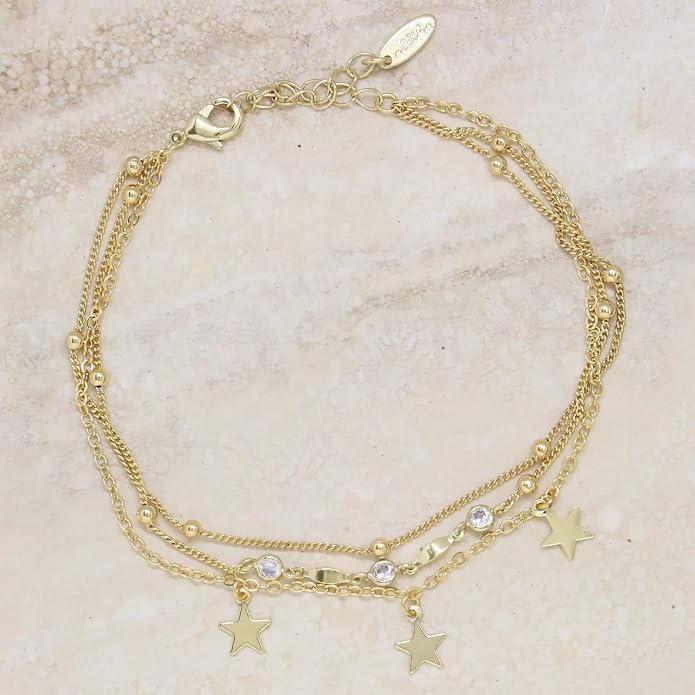 Ettika Anklets for Women. Anklet, 18k Gold or Rhodium Plated. Ankle Bracelets for Women, Jewelry