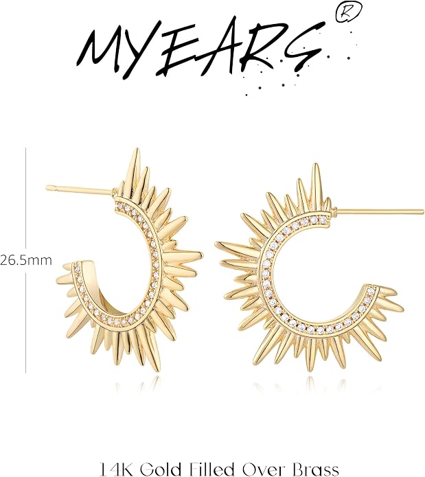 MYEARS Women Hoop Earrings Gold 14K Gold Filled Small Simple Handmade Hypoallergenic Everyday Illusion Jewelry